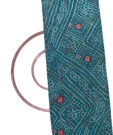 Teal Blue Colour Bandhani Print Georgette Fabric